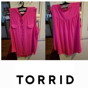 Torrid Size 2 Hot Pink Chiffon Sleveless Shirt